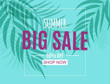 Soyut yaz Satılık palmiye yaprakları ile arka plan. Vektör çizim