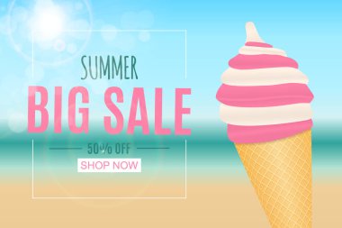 Soyut yaz Satılık arka plan dondurma ile. Vektör çizim