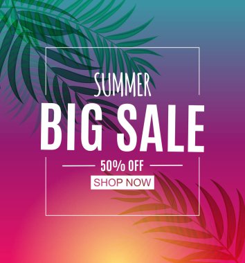 Soyut yaz Satılık palmiye yaprakları ile arka plan. Vektör çizim