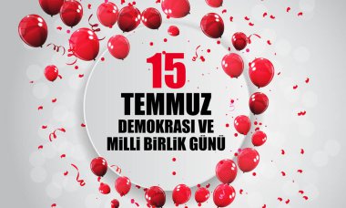 15 Temmuz, mutlu tatil demokrasi Cumhuriyeti Türkiye Türk söz 15 temmuz demokrasi ve milli birlik gunu. Vektör çizim