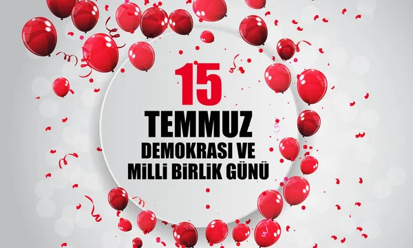 15 Temmuz, mutlu tatil demokrasi Cumhuriyeti Türkiye Türk söz 15 temmuz demokrasi ve milli birlik gunu. Vektör çizim