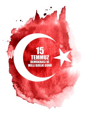 15 Temmuz, mutlu tatil demokrasi Cumhuriyeti Türkiye Türk söz 15 temmuz demokrasi ve milli birlik gunu. Vektör çizim
