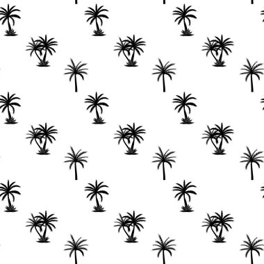 Güzelim Palmiye Ağacı Yaprak Silueti Kusursuz Desensiz Arkaplan Vektör Çizimi