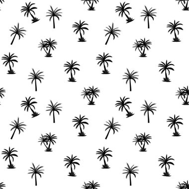 Güzelim Palmiye Ağacı Yaprak Silueti Kusursuz Desensiz Arkaplan Vektör Çizimi