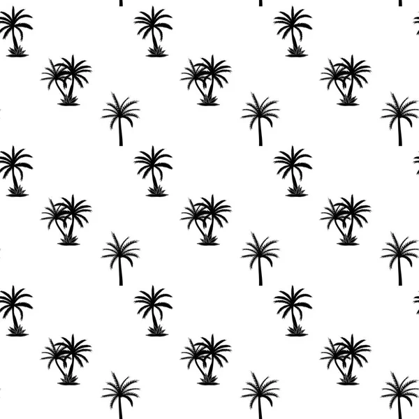 Güzelim Palmiye Ağacı Yaprak Silueti Kusursuz Desensiz Arkaplan Vektör Çizimi