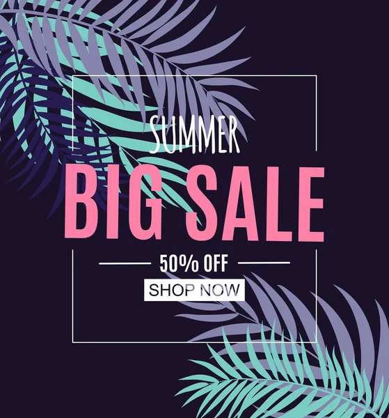 Soyut yaz Satılık palmiye yaprakları ile arka plan. Vektör çizim