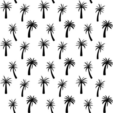 Güzelim Palmiye Ağacı Yaprak Silueti Kusursuz Desensiz Arkaplan Vektör Çizimi