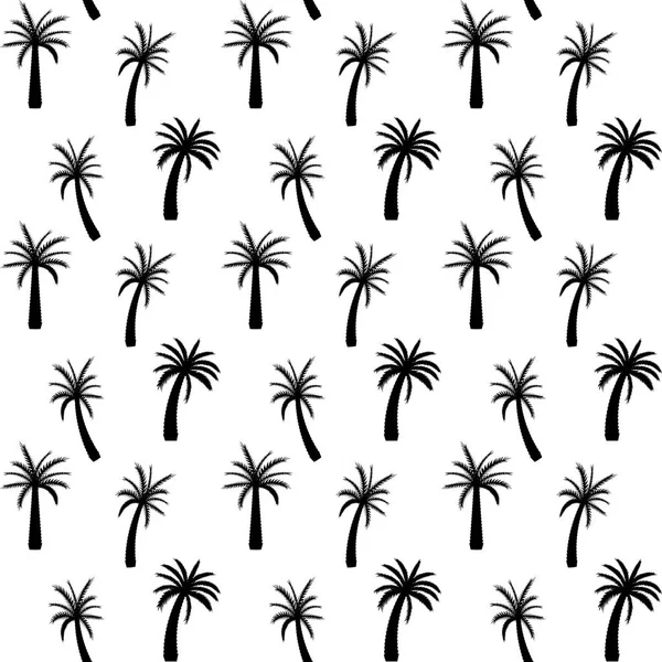 Güzelim Palmiye Ağacı Yaprak Silueti Kusursuz Desensiz Arkaplan Vektör Çizimi