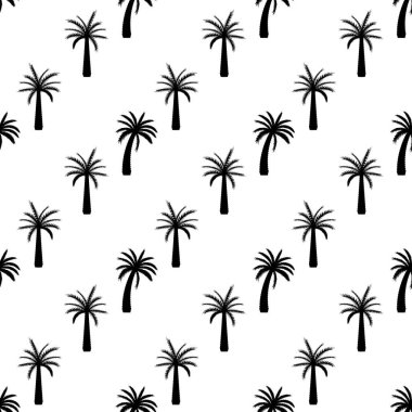 Güzelim Palmiye Ağacı Yaprak Silueti Kusursuz Desensiz Arkaplan Vektör Çizimi