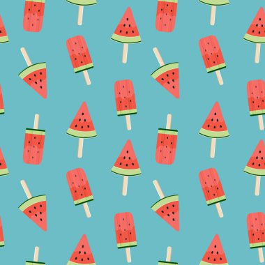 Karpuz dondurma Dikişsiz desen arka plan vektör çizim