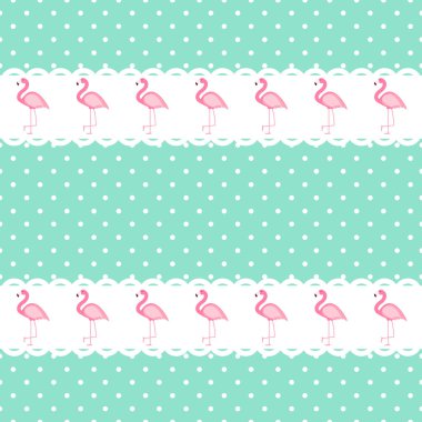 Şirin Dikişsiz Flamingo desen vektör çizim