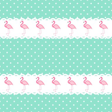 Şirin Dikişsiz Flamingo desen vektör çizim