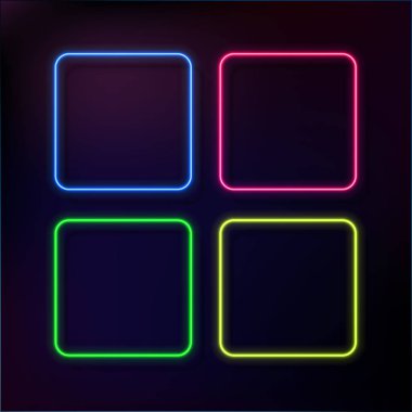 Koyu arka plan vektör çizim soyut Neon çerçeve şablonu