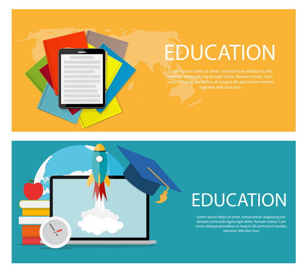 Concept of on line education. Vector Illustration