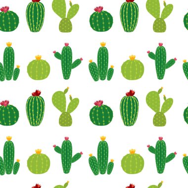 Kaktüs simgesi toplama Dikişsiz desen arka plan vektör çizim