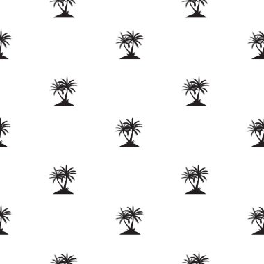 Güzelim Palmiye Ağacı Yaprak Silueti Kusursuz Desensiz Arkaplan Vektör Çizimi