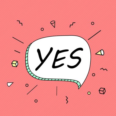 Evet poster ve etiket kavramı konuşma balonu mesaj Banner. Vektör çizim