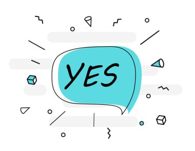 Evet poster ve etiket kavramı konuşma balonu mesaj Banner. Vektör çizim