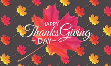 Mutlu Şükran günü arka plan parlak sonbahar doğal bırakır. Vektör çizim