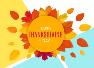 Mutlu Şükran günü arka plan parlak sonbahar doğal bırakır. Vektör çizim