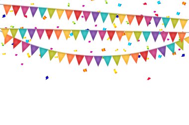 Bayrakları ve konfeti vektör çizim ile parti arka plan