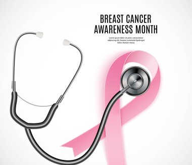 Göğüs kanseri farkındalığı ayı pembe kurdele vektör illüstrasyonu