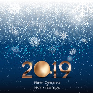 2019 yeni yıl Noel topu arka plan. Vektör çizim