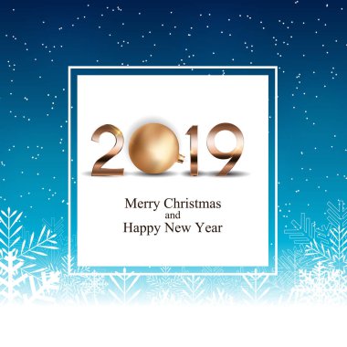 2019 yeni yıl Noel topu arka plan. Vektör çizim