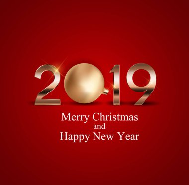 2019 yeni yıl Noel topu arka plan. Vektör çizim