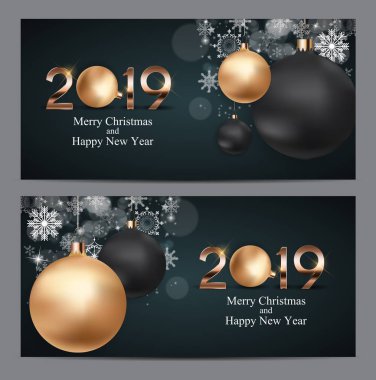 2019 yeni yıl Noel topu arka plan. Vektör çizim