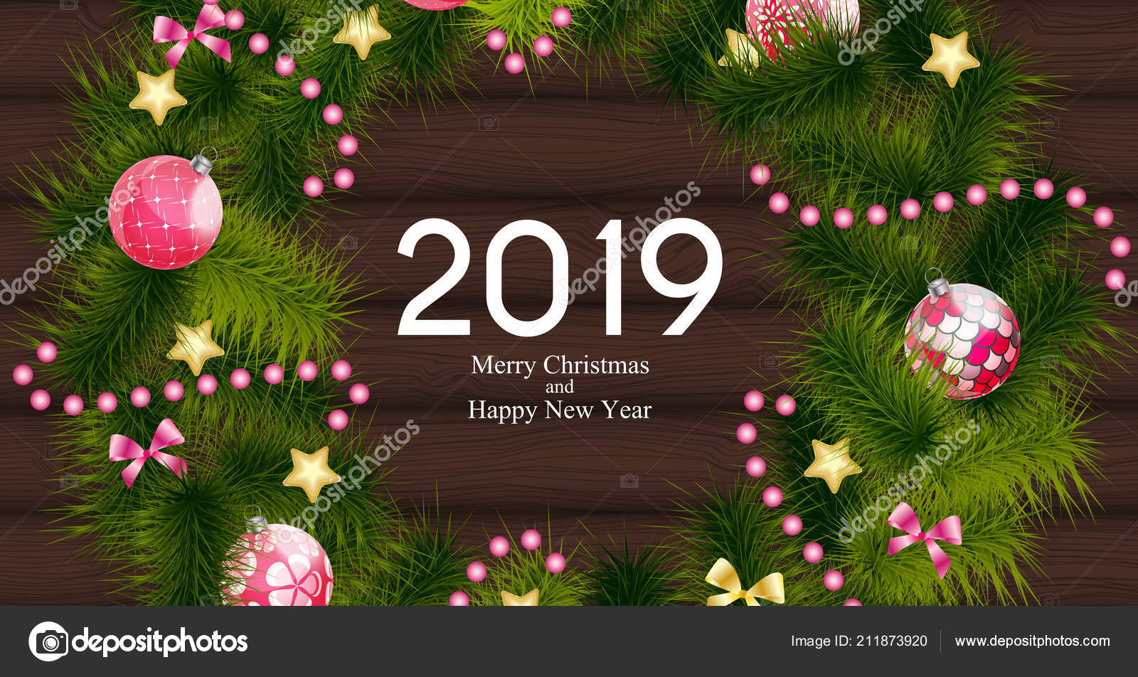 2019 New Year Background with Christmas Ball Vector Illustration EPS10 — Wektor od Yganko