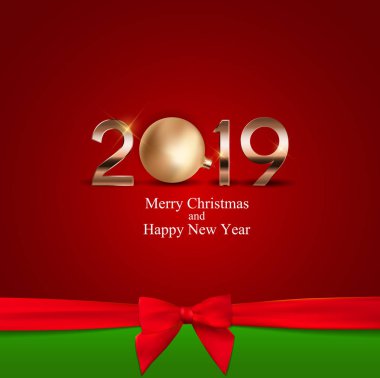 2019 yeni yıl Noel topu arka plan. Vektör çizim