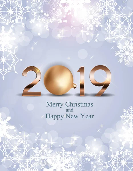 2019 yeni yıl Noel topu arka plan. Vektör çizim
