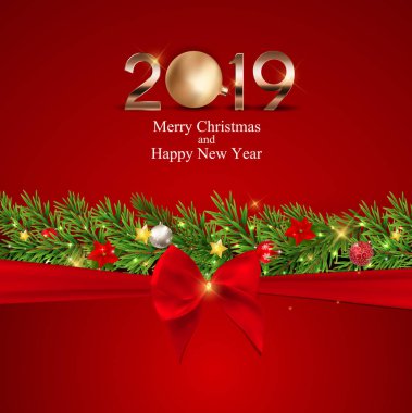 Mutlu yeni yıl 2019 arka plan. Vektör çizim