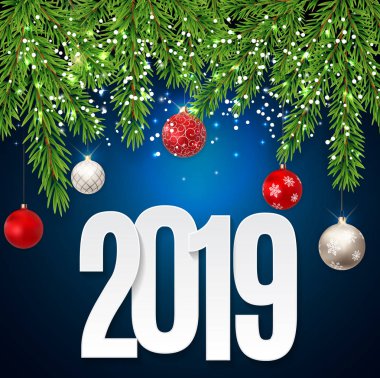 Mutlu yeni yıl 2019 arka plan. Vektör çizim