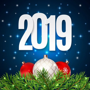 Mutlu yeni yıl 2019 arka plan. Vektör çizim