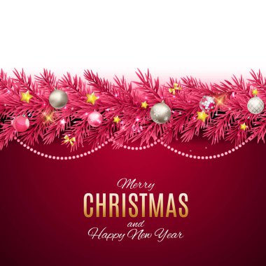 Merry Christmas ve yeni yıl arka plan. Vektör çizim