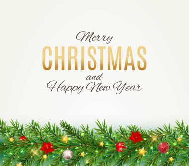 Merry Christmas ve yeni yıl arka plan. Vektör çizim