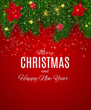 Merry Christmas ve yeni yıl arka plan. Vektör çizim