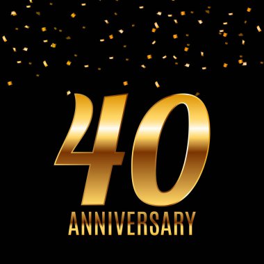 40 yıldönümü amblemi şablon tasarım altın numaraları afiş arka plan ile kutlamak. Vektör çizim
