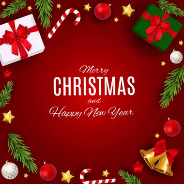 Merry Christmas ve yeni yıl arka plan. Vektör çizim