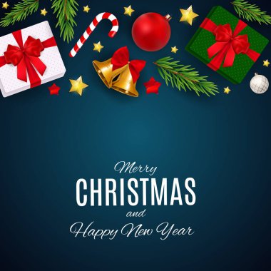 Merry Christmas ve yeni yıl arka plan. Vektör çizim