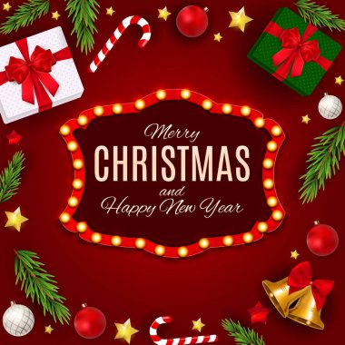 Merry Christmas ve yeni yıl arka plan. Vektör çizim