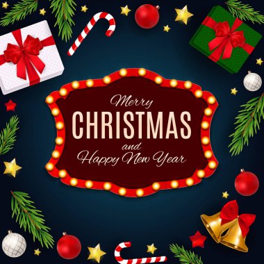 Merry Christmas ve yeni yıl arka plan. Vektör çizim