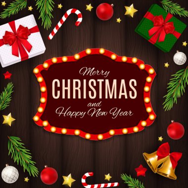 Merry Christmas ve yeni yıl arka plan. Vektör çizim