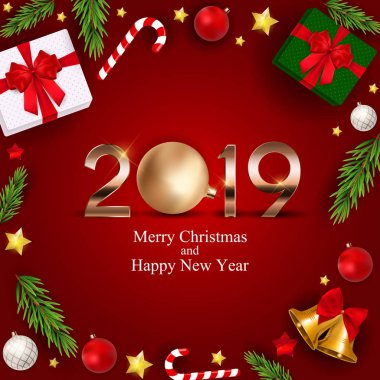 2019 yeni yıl arka plan. Vektör çizim