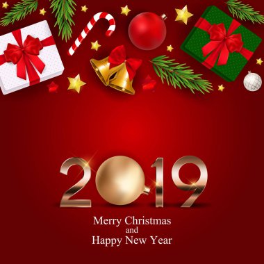 2019 yeni yıl arka plan. Vektör çizim