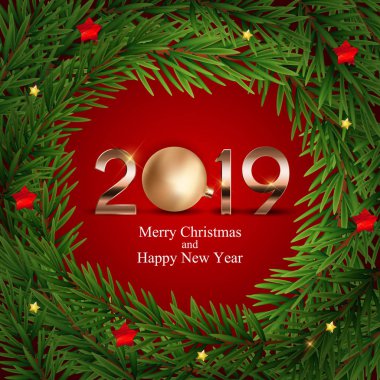 2019 yeni yıl arka plan. Vektör çizim