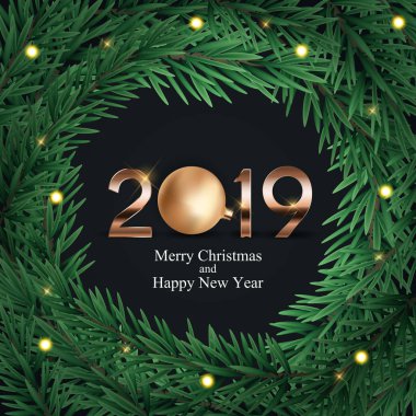2019 yeni yıl arka plan. Vektör çizim