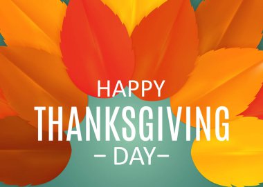 Mutlu Şükran günü arka plan parlak sonbahar doğal bırakır. Vektör çizim